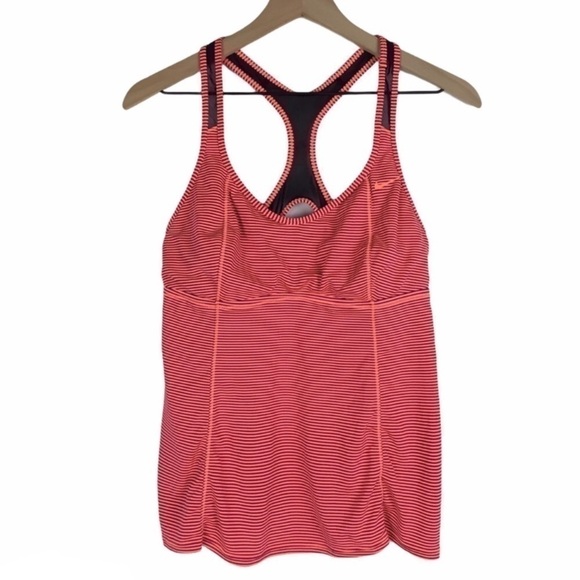 NIKE Top Racerback Sports Bra Stripe Mesh Keyhole Athletic Sportswear Size Large - Picture 14 of 14